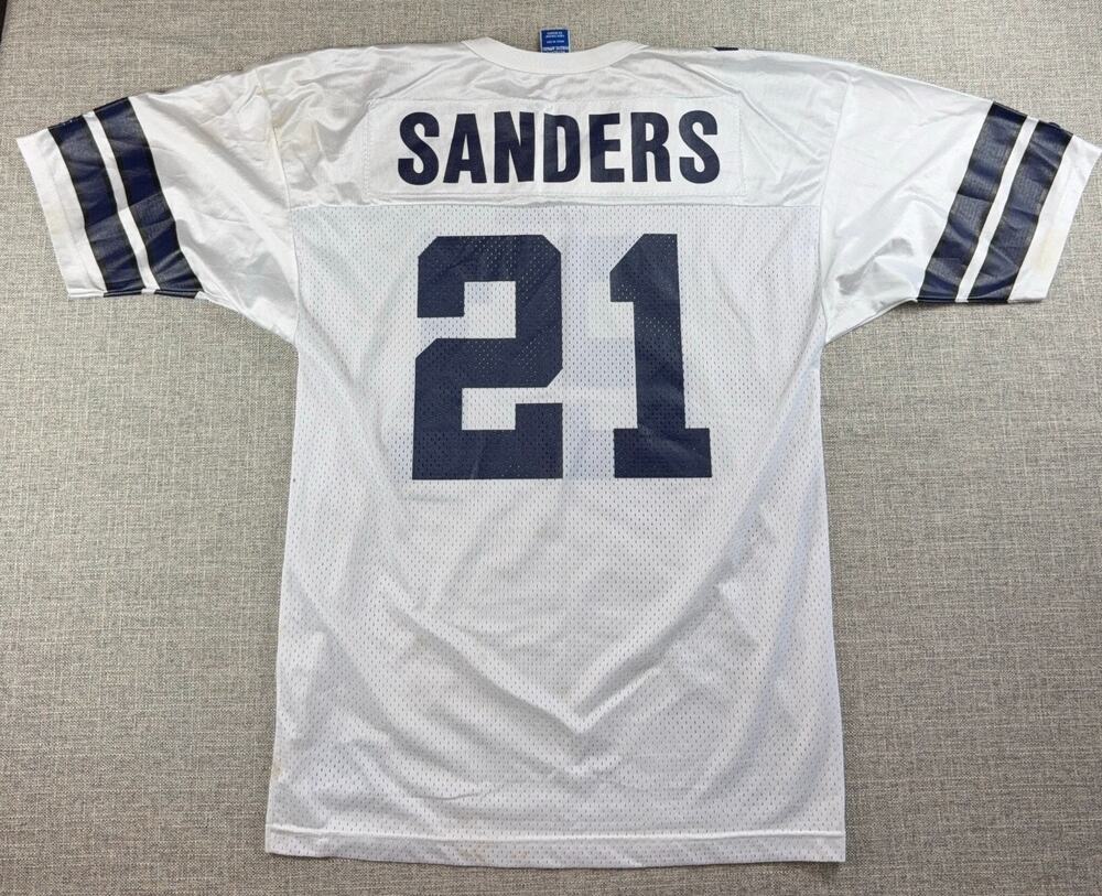 Vintage 90s Champion Deion Sanders #21 Dallas Cowboys Jersey USA Made 44